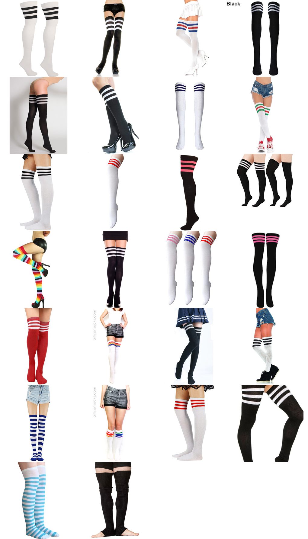 striped thigh high tube socks